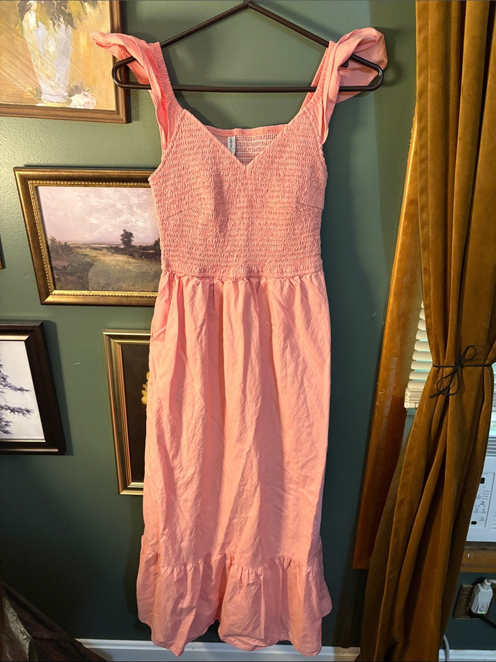 Women’s Pink Smocked Midi Dress